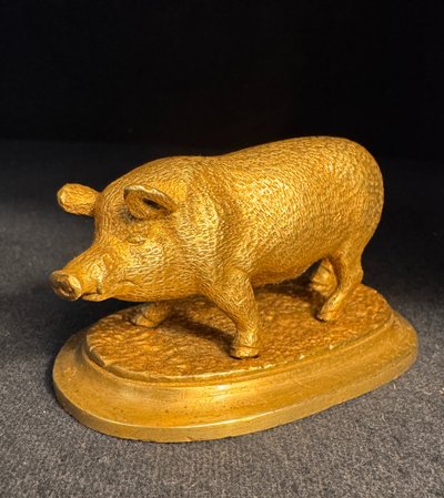 Gilded bronze animal sculpture ‘Pig’ late 19th century