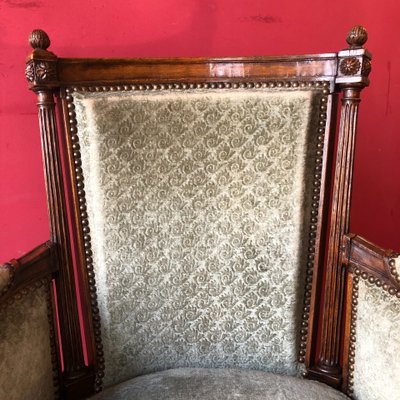 Large bergere with columns, Louis XVI period