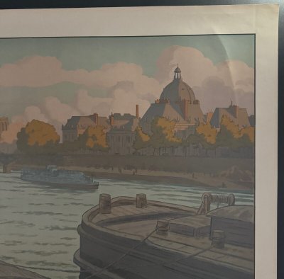 Lithographie par Henri Rivière Paysages Parisiens - L'Institut et la Cité