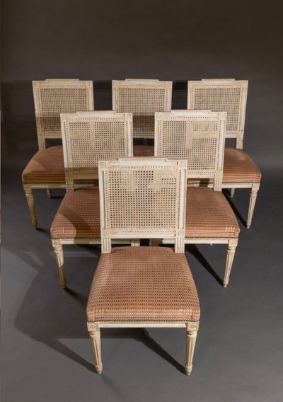 Set of six Louis XVI lacquered chairs