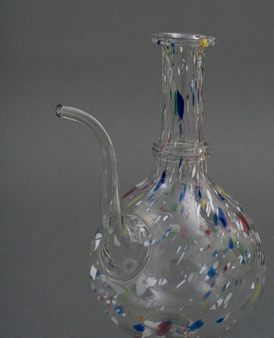 18th century blown glass carafe Color inclusions Shower base