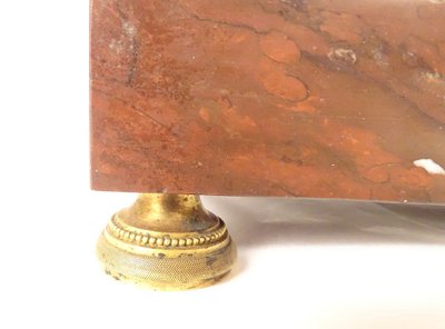 Pendulum Borne Red White Marble Gilt Bronze Heart Son Paris Empire XIXth