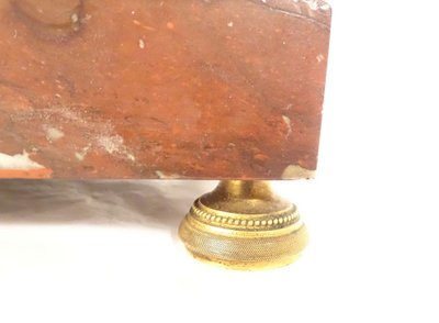 Pendulum Borne Red White Marble Gilt Bronze Heart Son Paris Empire XIXth