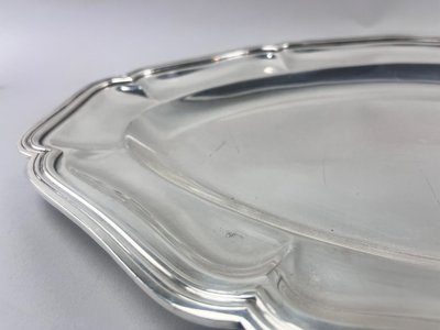 Oval dish model with silver metal outline net