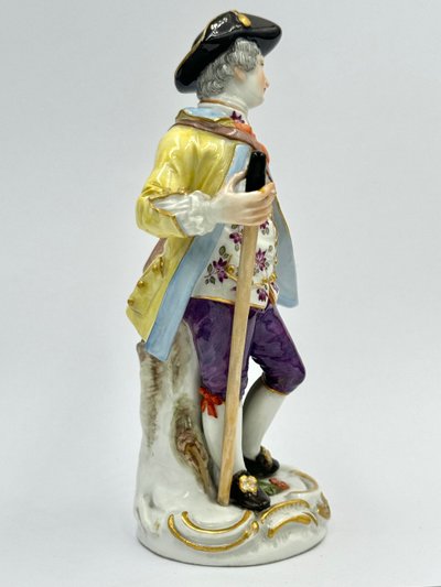 Meissen - porcelain figure of a child gardener with shepherd's crook