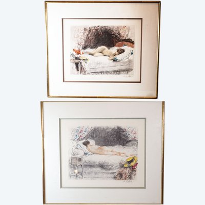 Antoine CALBET, Lithographs, PAIR OF NUDES, front and back