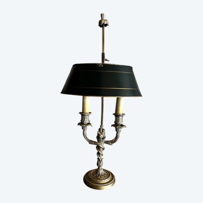 Bronze hot water bottle lamp, Louis XVI style, electrified.