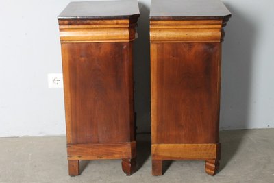 Antique pair of Cappuccino bedside tables in solid walnut from Lombardy 1840. Restored. Size L 49 x 35.