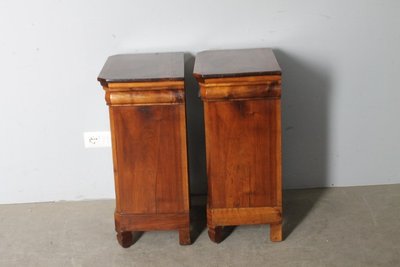 Antique pair of Cappuccino bedside tables in solid walnut from Lombardy 1840. Restored. Size L 49 x 35.