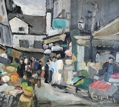 Orientalist painting souk of Tunis Lazare Levy