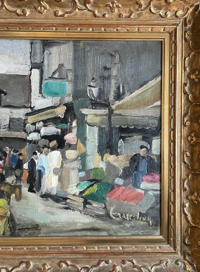 Orientalist painting souk of Tunis Lazare Levy