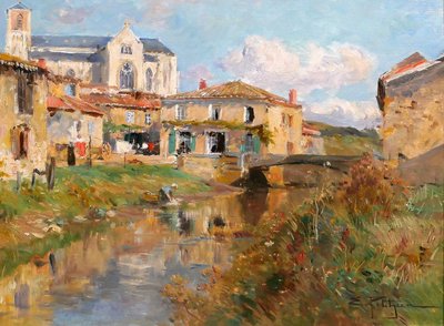 Edmond PETITJEAN 1844-1925 Talmont, Vendée, landscape, painting, circa 1890, impressionism