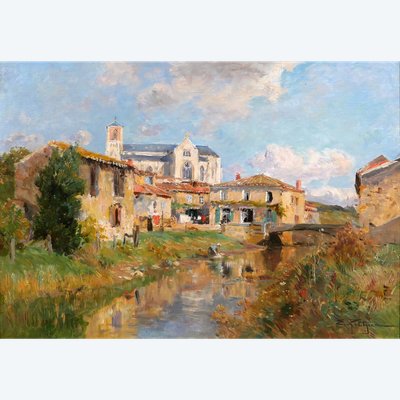 Edmond PETITJEAN 1844-1925 Talmont, Vendée, landscape, painting, circa 1890, impressionism