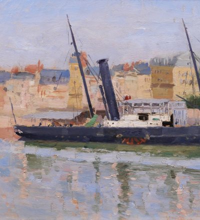 Georges Maigret 1846-1929 Trouville, the boat of Le Havre, painting, circa 1880-90, Normandy