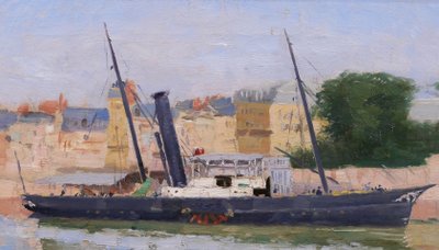 Georges Maigret 1846-1929 Trouville, the boat of Le Havre, painting, circa 1880-90, Normandy