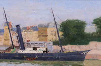 Georges Maigret 1846-1929 Trouville, the boat of Le Havre, painting, circa 1880-90, Normandy