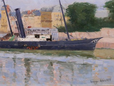 Georges Maigret 1846-1929 Trouville, the boat of Le Havre, painting, circa 1880-90, Normandy