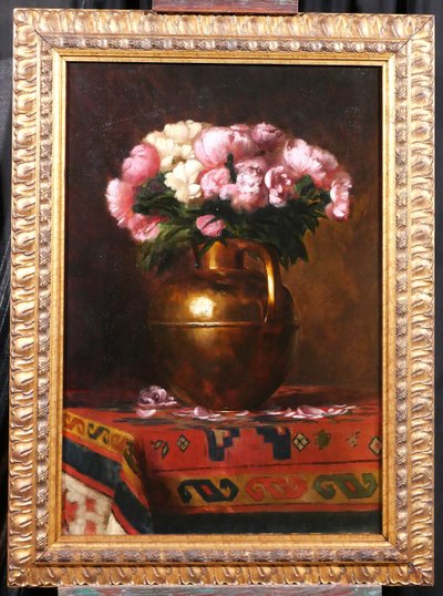 Guillaume ALAUX 1856-1912 Still life of flowers (peonies), painting, circa 1890-1900