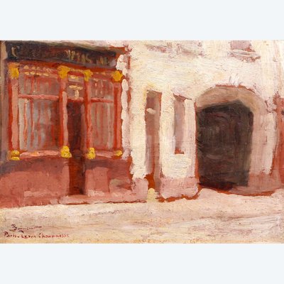 François-Max Bugnicourt, 1868-1936 Paris, rue Chanoinesse, landscape, painting, circa 1900