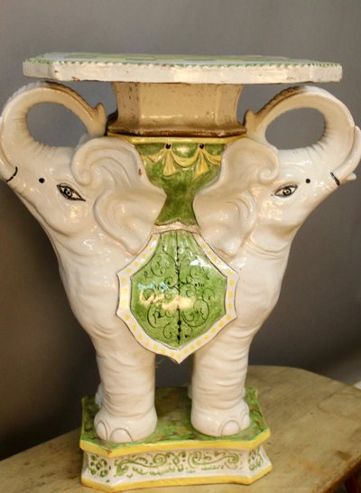 Double Elephant Ceramic Checkered Saddle