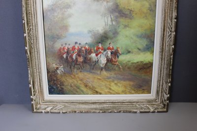 Oil on canvas Hunting at Court by Eugène Péchaubes circa 1930