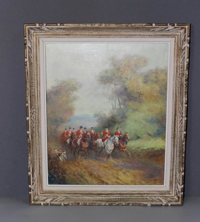 Oil on canvas Hunting at Court by Eugène Péchaubes circa 1930