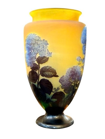 Vaso monumentale Art Nouveau "Ortensie" di Emile Gallé