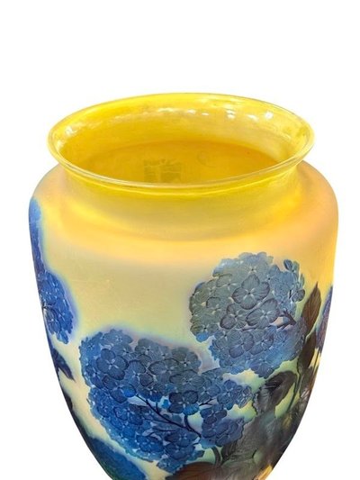 Vaso monumentale Art Nouveau "Ortensie" di Emile Gallé