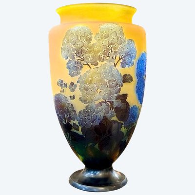 Vaso monumentale Art Nouveau "Ortensie" di Emile Gallé