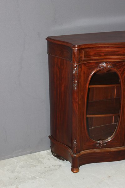 Napoleon III Curved Mahogany Display Case About 1880