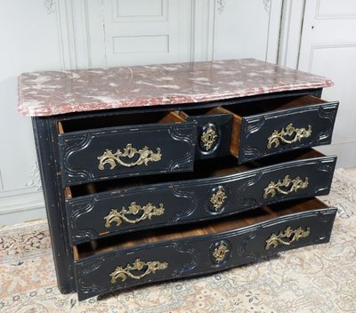 Regency period chest of drawers. Faux marble top.