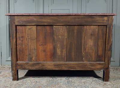 Regency period chest of drawers. Faux marble top.