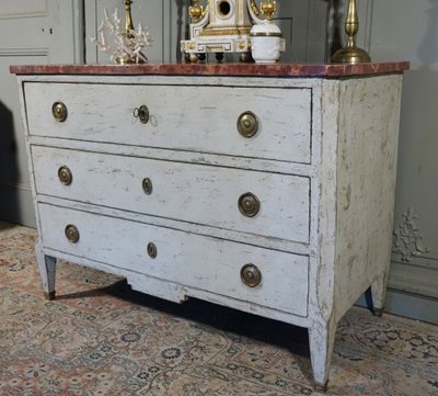 Commode d'époque Louis XVI / Directoire. Plateau Faux Marbre.