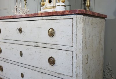 Commode d'époque Louis XVI / Directoire. Plateau Faux Marbre.