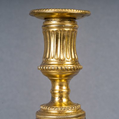 Pair of chiseled gilt bronze candlesticks Louis XVI period circa 1780