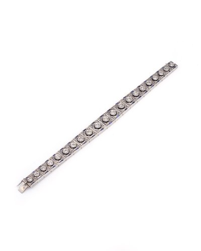 Art Deco sapphire bracelet in silver, Art Deco jewelry