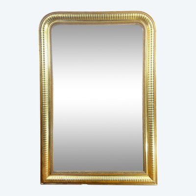 LARGE LOUIS PHILIPPE PERIOD MIRROR IN WOOD AND GILDED STUC (gilded leaf)