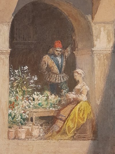 AZE Adolphe scène de rue à Venise 1879  gouache 