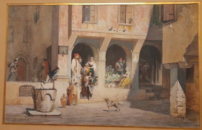 AZE Adolphe scène de rue à Venise 1879  gouache 