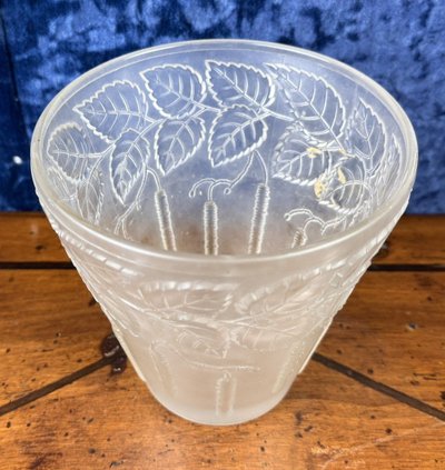 Art Nouveau vase in frosted pressed glass