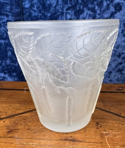 Art Nouveau vase in frosted pressed glass