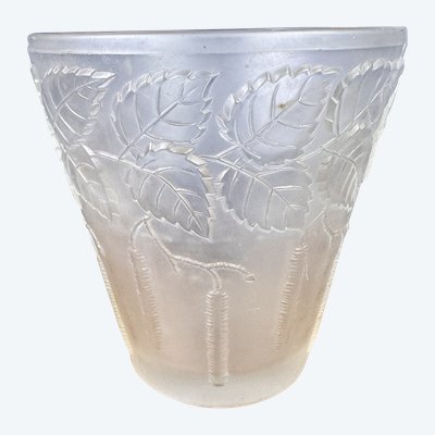 Art Nouveau vase in frosted pressed glass