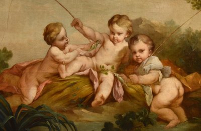 Putti As Fishermen, Francois Boucher (paris, 1703 - 1770) School Of 