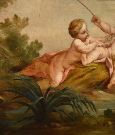 Putti As Fishermen, Francois Boucher (paris, 1703 - 1770) School Of 