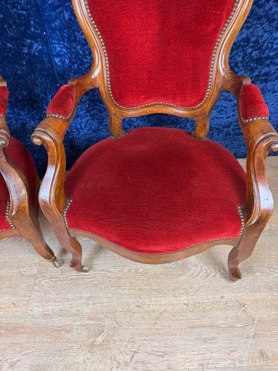 Pair Of Louis Philippe Period Armchairs In Walnut