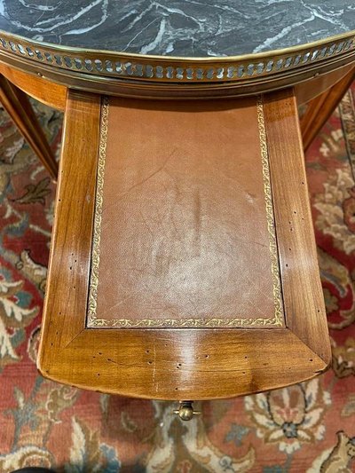 Louis XVI style bouillotte coffee table in gray marble