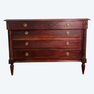 Empire style chest of drawers in solid mahogany