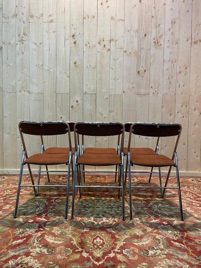 6 chrome folding chairs 1970