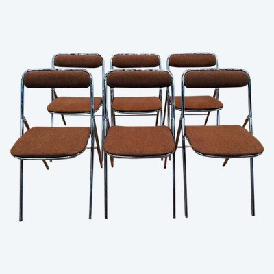 6 chrome folding chairs 1970