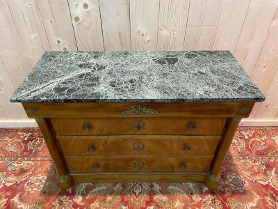 Empire style chest of drawers in green marble